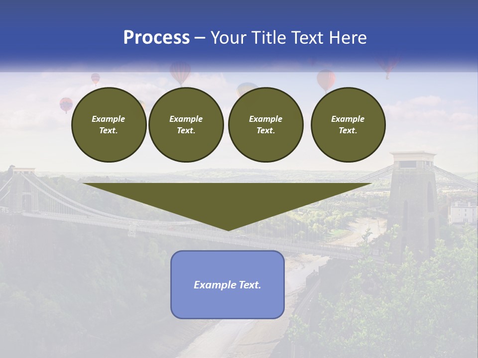 A Bridge With Hot Air Balloons Flying Over It PowerPoint Template
