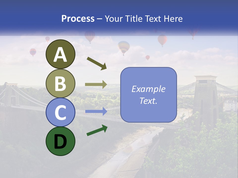 A Bridge With Hot Air Balloons Flying Over It PowerPoint Template