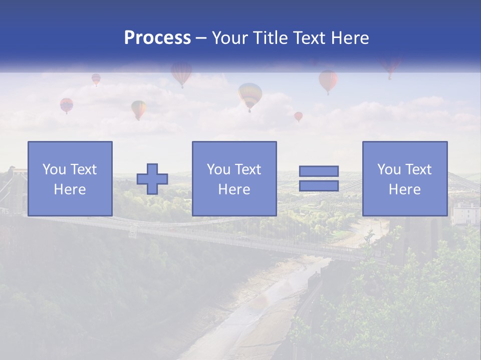 A Bridge With Hot Air Balloons Flying Over It PowerPoint Template