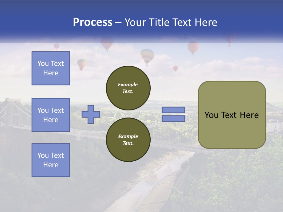 A Bridge With Hot Air Balloons Flying Over It PowerPoint Template