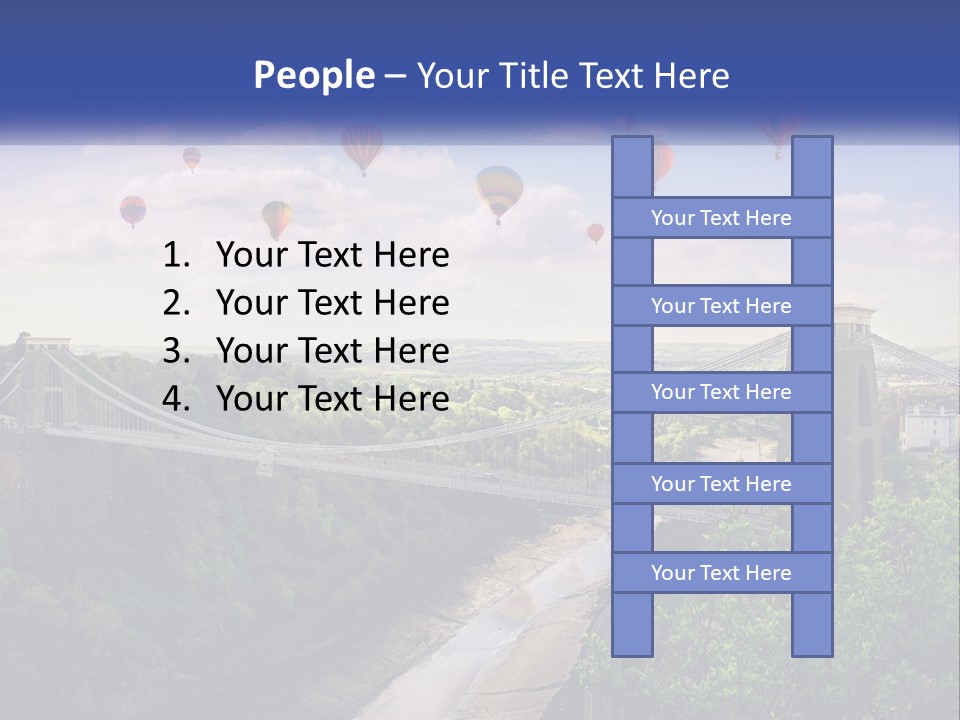 A Bridge With Hot Air Balloons Flying Over It PowerPoint Template