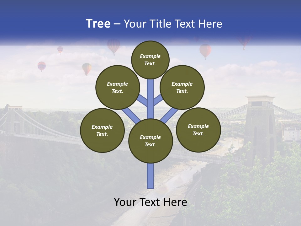 A Bridge With Hot Air Balloons Flying Over It PowerPoint Template