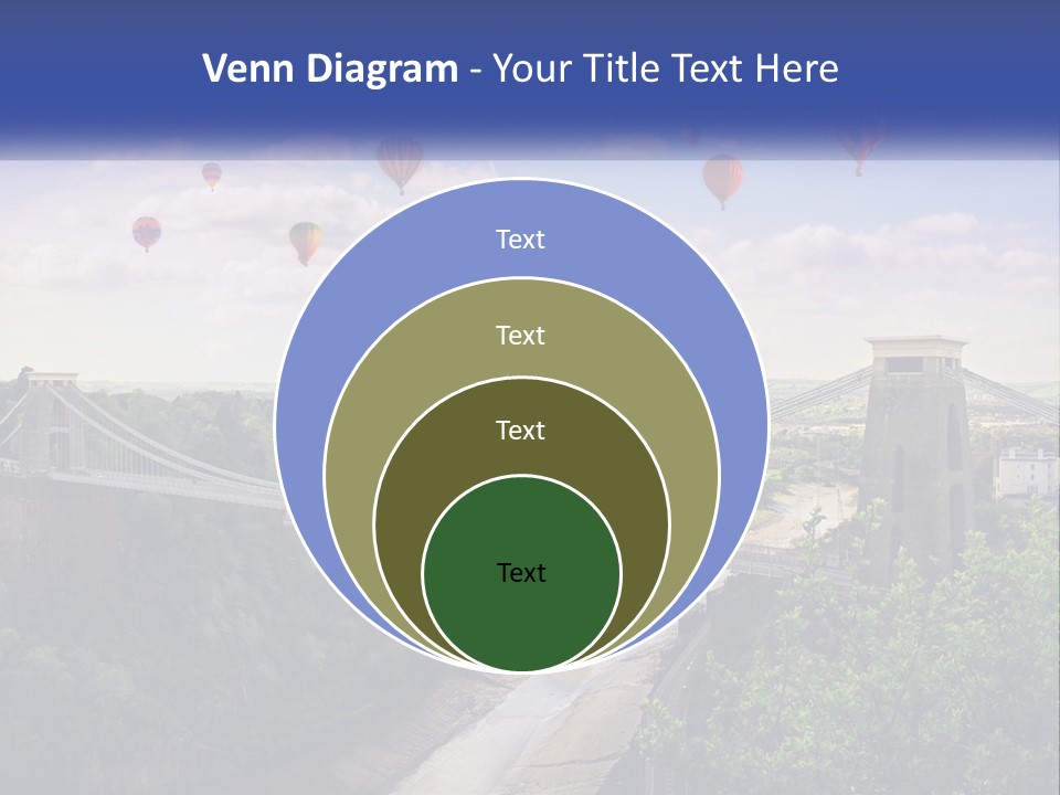 A Bridge With Hot Air Balloons Flying Over It PowerPoint Template