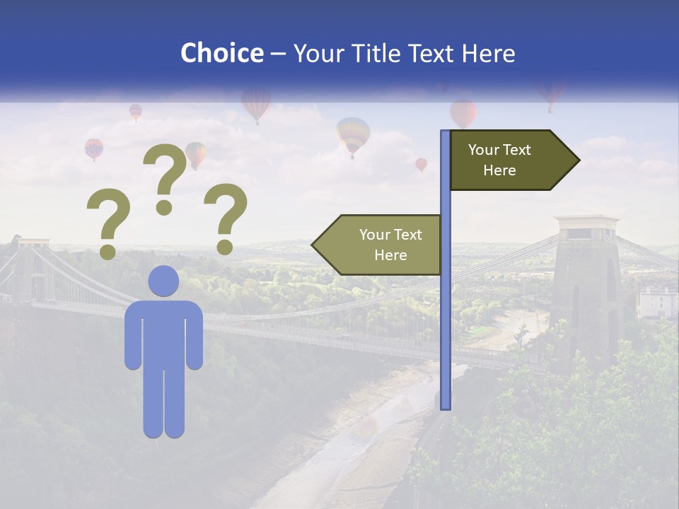 A Bridge With Hot Air Balloons Flying Over It PowerPoint Template