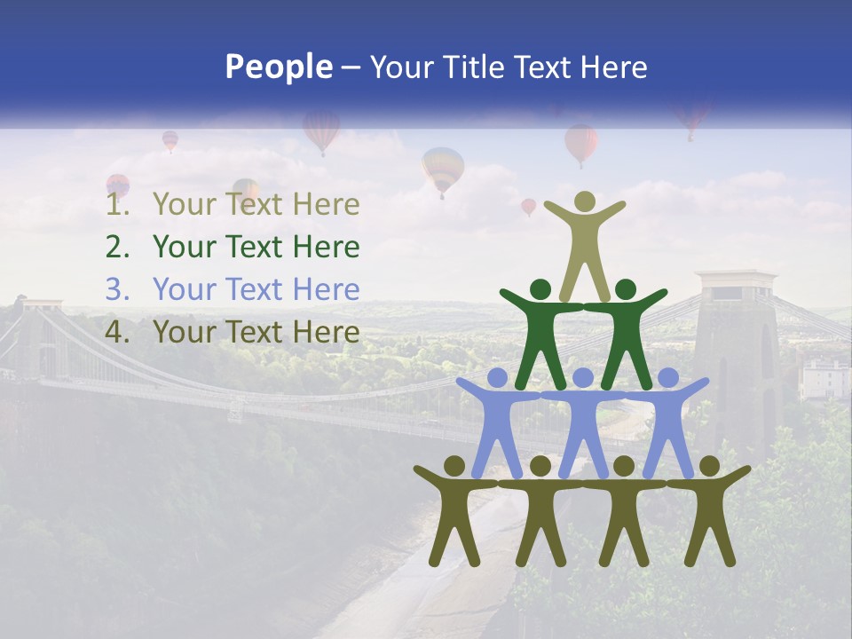 A Bridge With Hot Air Balloons Flying Over It PowerPoint Template