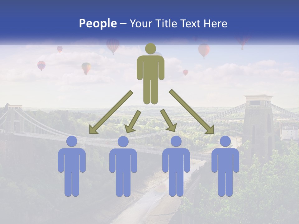 A Bridge With Hot Air Balloons Flying Over It PowerPoint Template