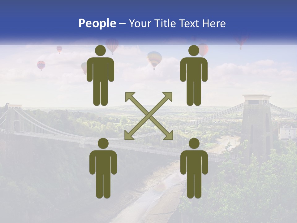 A Bridge With Hot Air Balloons Flying Over It PowerPoint Template