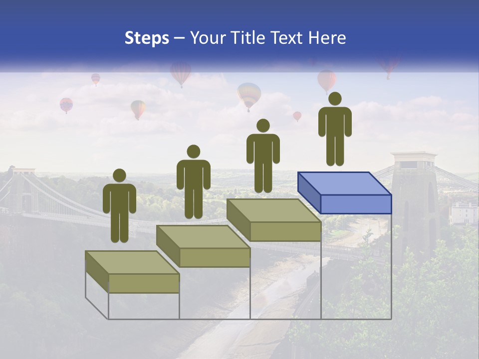 A Bridge With Hot Air Balloons Flying Over It PowerPoint Template