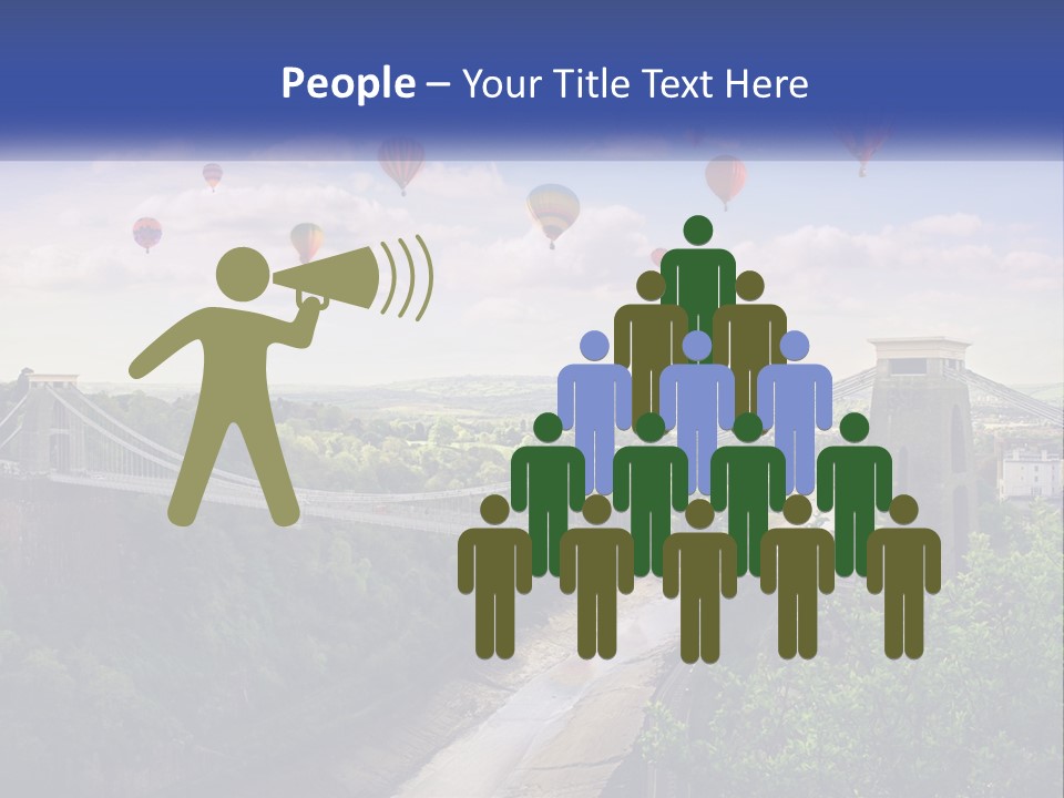 A Bridge With Hot Air Balloons Flying Over It PowerPoint Template