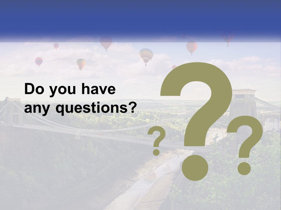 A Bridge With Hot Air Balloons Flying Over It PowerPoint Template