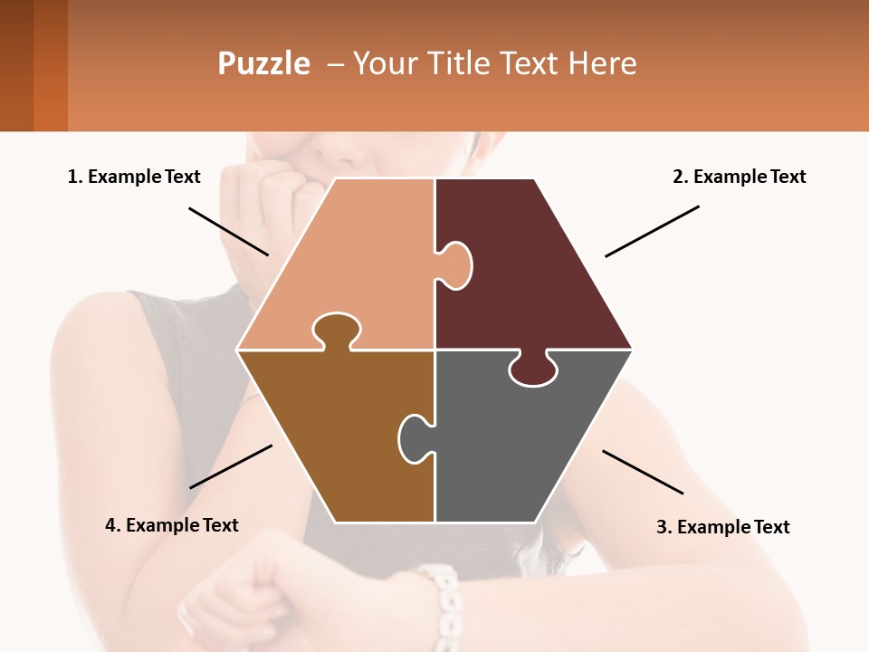 A Woman Is Smiling While Holding Her Hand To Her Face PowerPoint Template