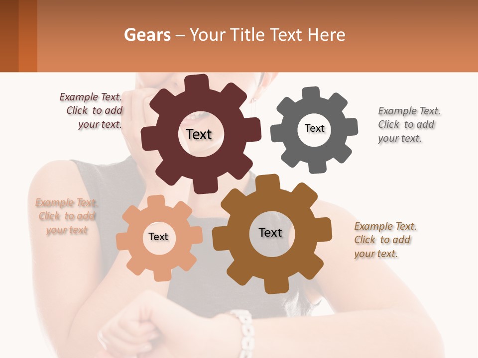 A Woman Is Smiling While Holding Her Hand To Her Face PowerPoint Template