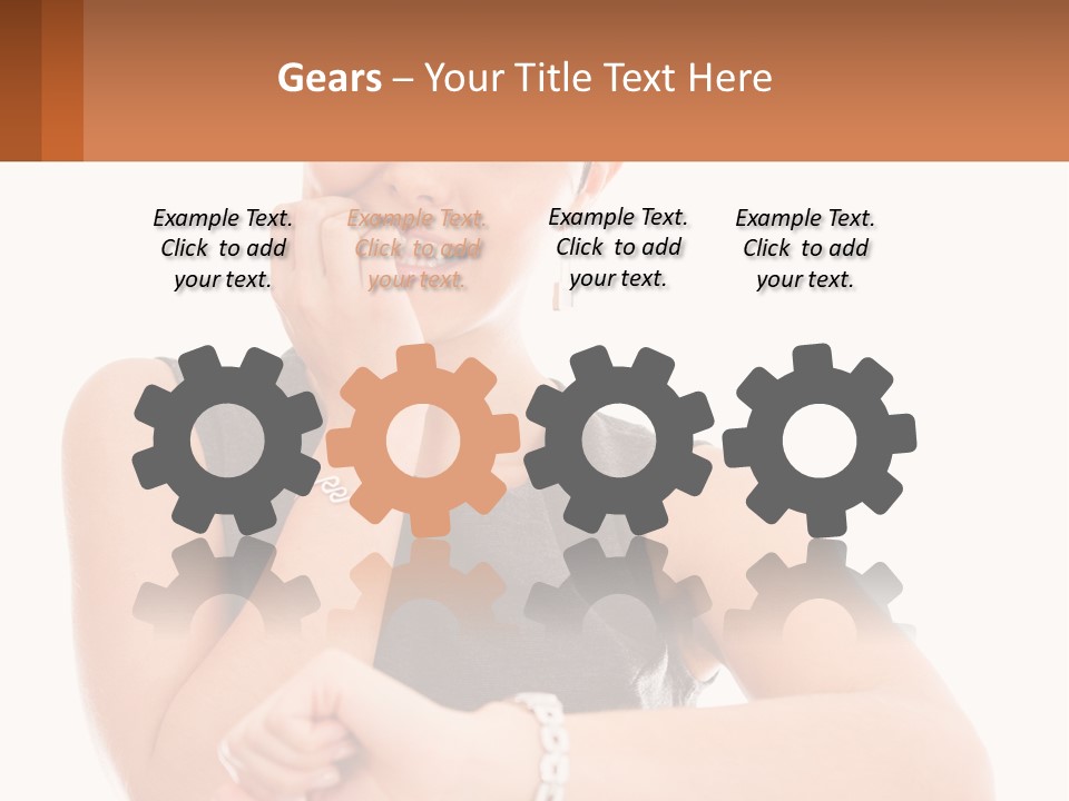 A Woman Is Smiling While Holding Her Hand To Her Face PowerPoint Template