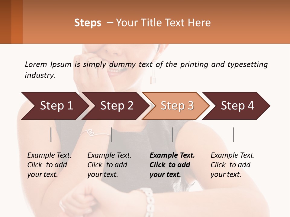 A Woman Is Smiling While Holding Her Hand To Her Face PowerPoint Template