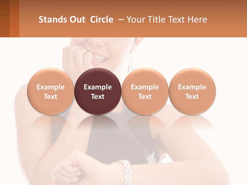 A Woman Is Smiling While Holding Her Hand To Her Face PowerPoint Template