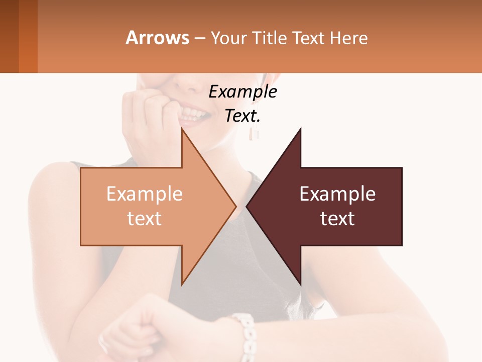 A Woman Is Smiling While Holding Her Hand To Her Face PowerPoint Template