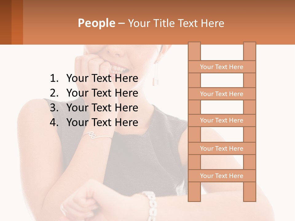 A Woman Is Smiling While Holding Her Hand To Her Face PowerPoint Template