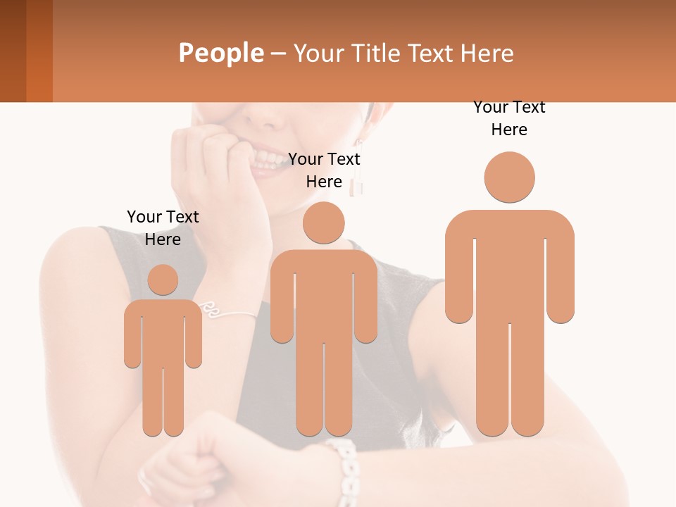 A Woman Is Smiling While Holding Her Hand To Her Face PowerPoint Template