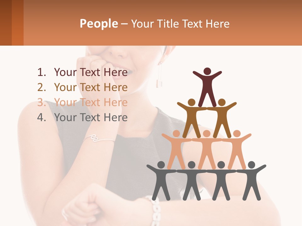 A Woman Is Smiling While Holding Her Hand To Her Face PowerPoint Template