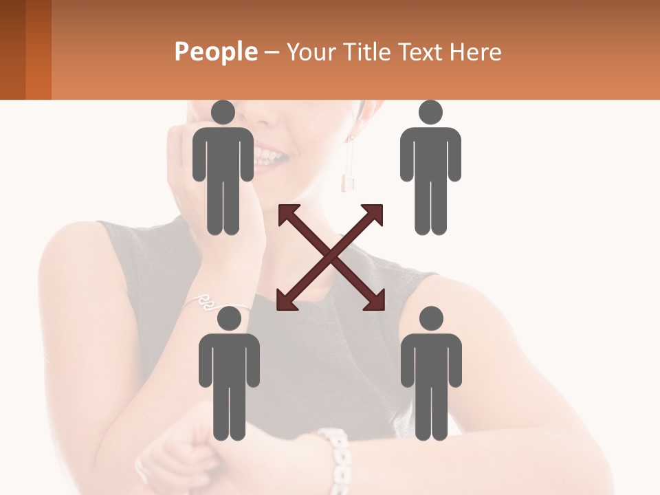 A Woman Is Smiling While Holding Her Hand To Her Face PowerPoint Template