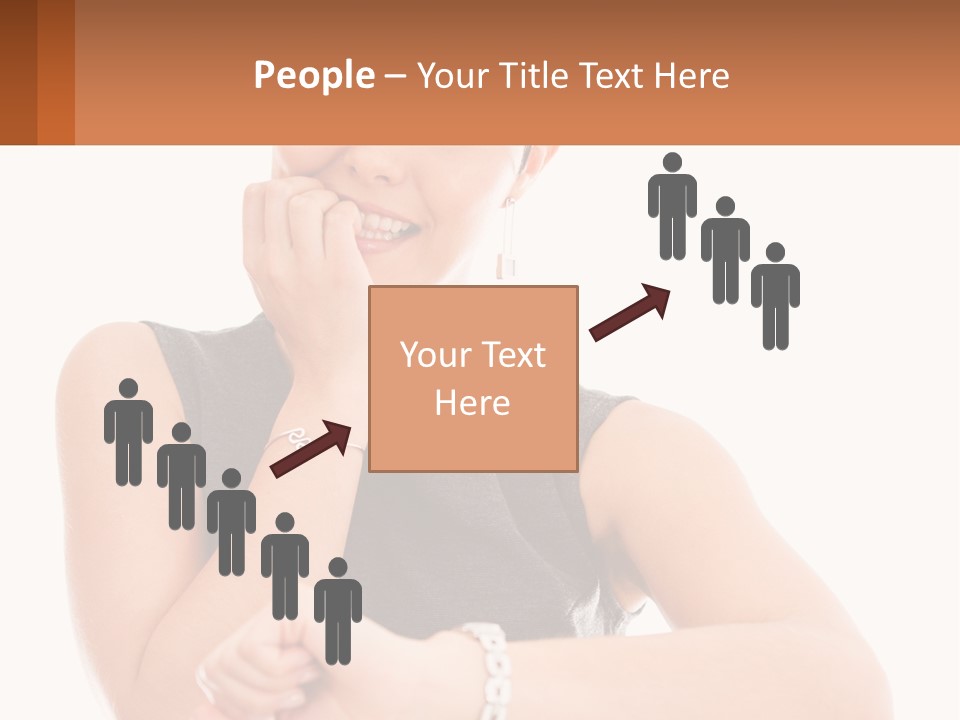 A Woman Is Smiling While Holding Her Hand To Her Face PowerPoint Template