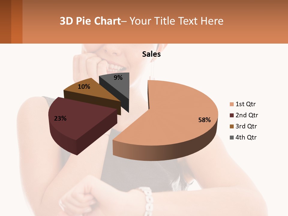 A Woman Is Smiling While Holding Her Hand To Her Face PowerPoint Template