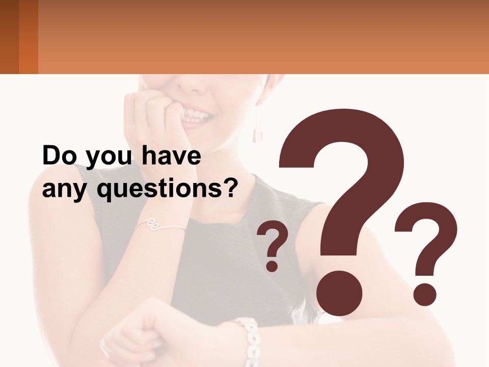 A Woman Is Smiling While Holding Her Hand To Her Face PowerPoint Template