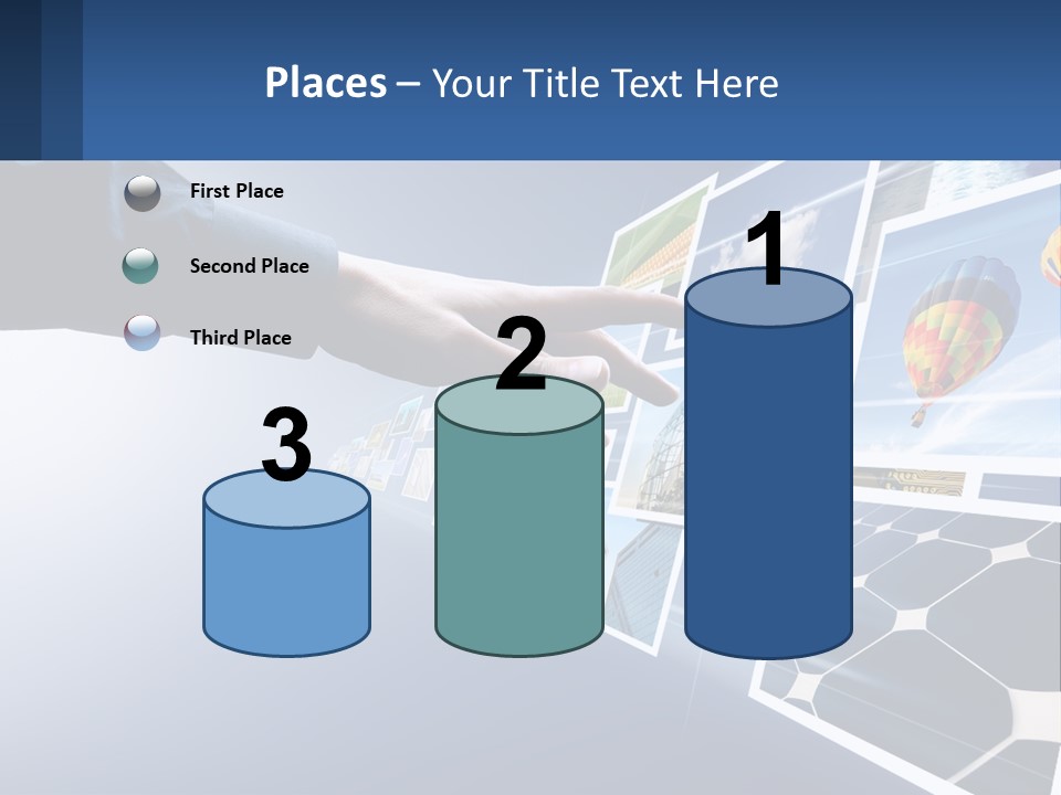 A Person Touching A Screen With Many Pictures On It PowerPoint Template