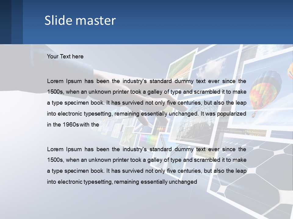 A Person Touching A Screen With Many Pictures On It PowerPoint Template