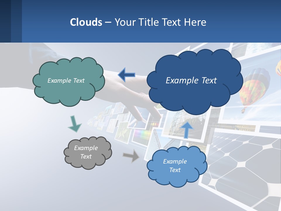 A Person Touching A Screen With Many Pictures On It PowerPoint Template