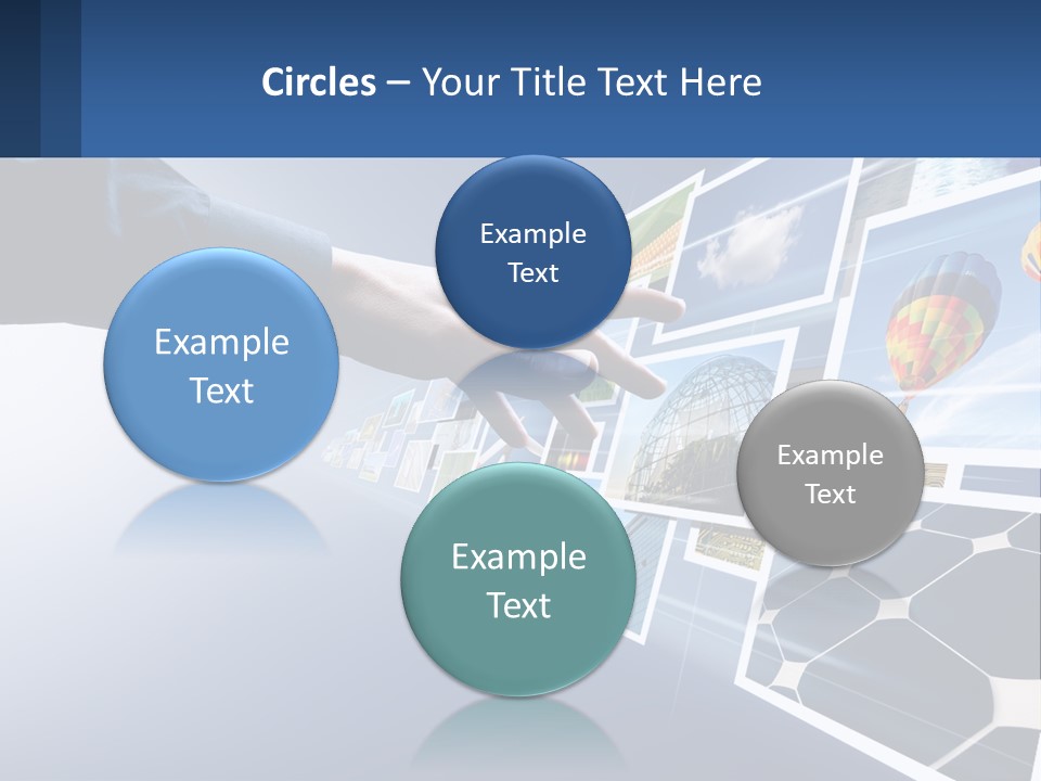 A Person Touching A Screen With Many Pictures On It PowerPoint Template