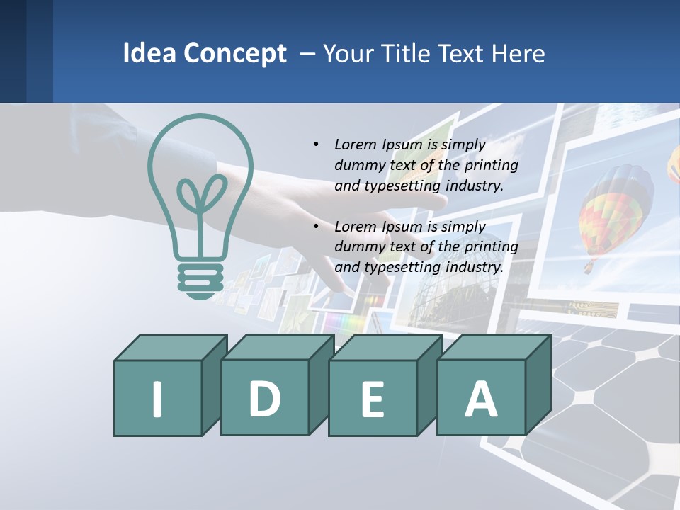 A Person Touching A Screen With Many Pictures On It PowerPoint Template