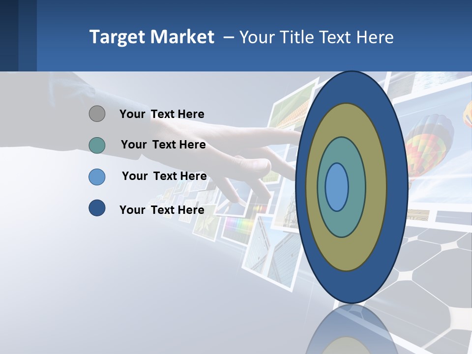 A Person Touching A Screen With Many Pictures On It PowerPoint Template