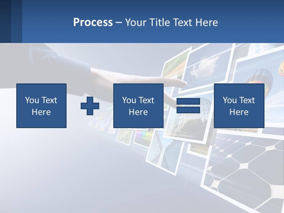 A Person Touching A Screen With Many Pictures On It PowerPoint Template