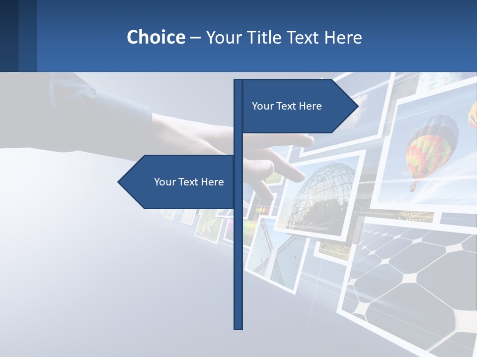 A Person Touching A Screen With Many Pictures On It PowerPoint Template