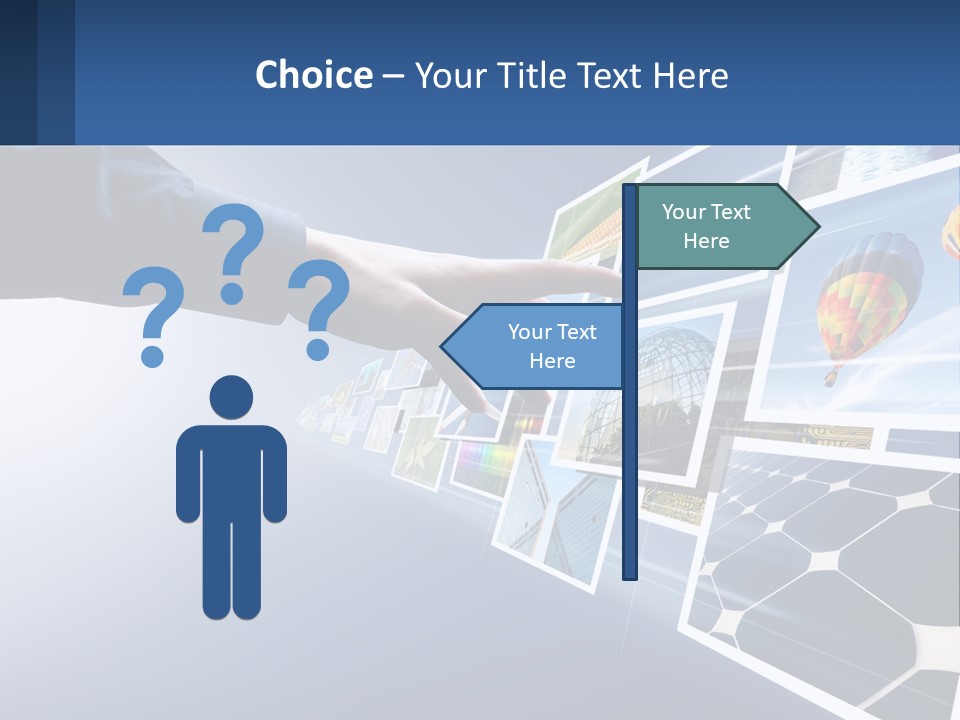 A Person Touching A Screen With Many Pictures On It PowerPoint Template