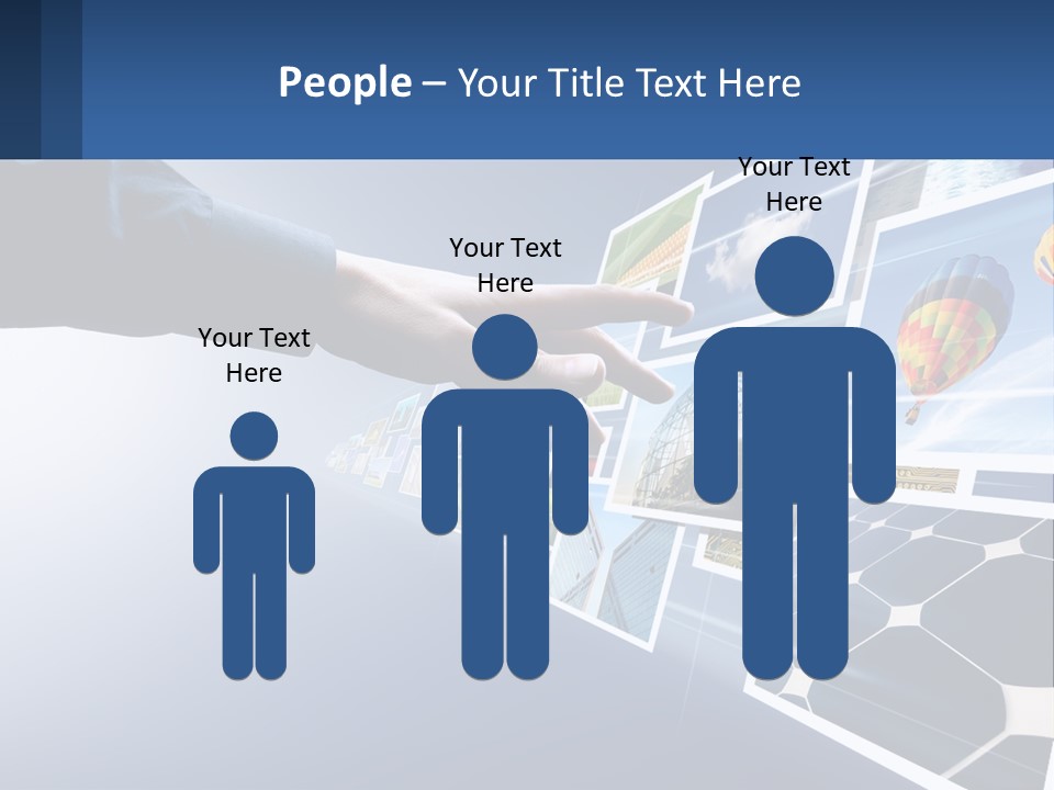 A Person Touching A Screen With Many Pictures On It PowerPoint Template