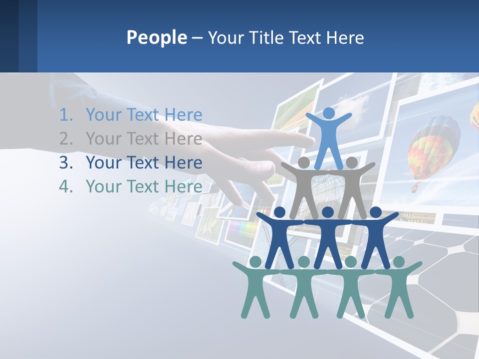 A Person Touching A Screen With Many Pictures On It PowerPoint Template