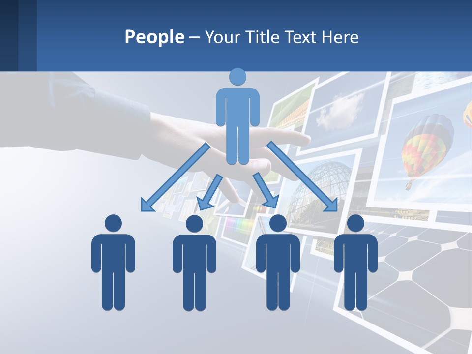 A Person Touching A Screen With Many Pictures On It PowerPoint Template
