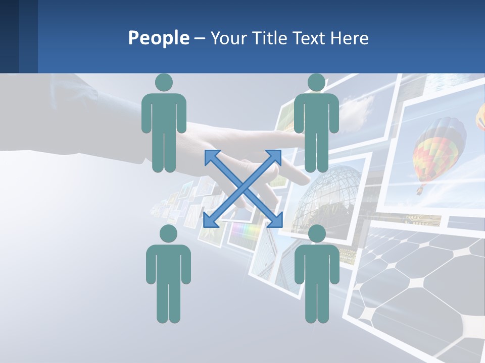 A Person Touching A Screen With Many Pictures On It PowerPoint Template