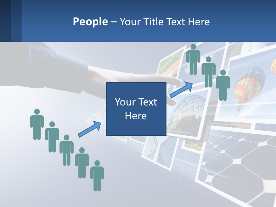 A Person Touching A Screen With Many Pictures On It PowerPoint Template