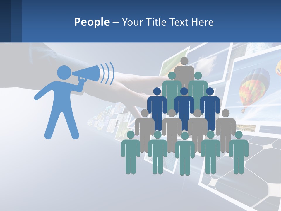 A Person Touching A Screen With Many Pictures On It PowerPoint Template