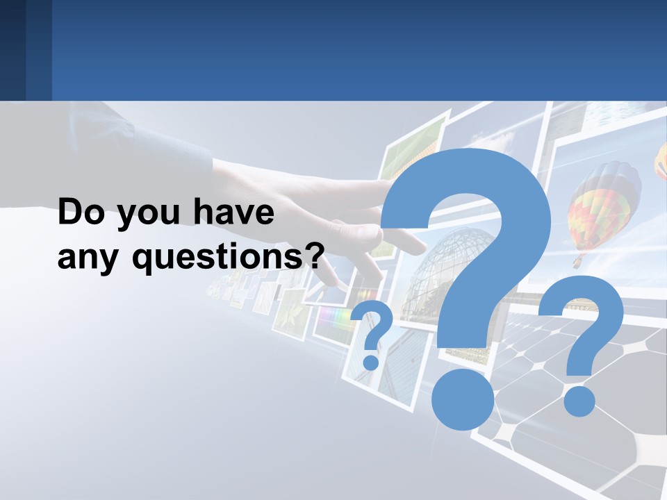 A Person Touching A Screen With Many Pictures On It PowerPoint Template