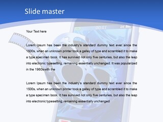 A Cell Phone With A Movie Reel On Top Of It PowerPoint Template