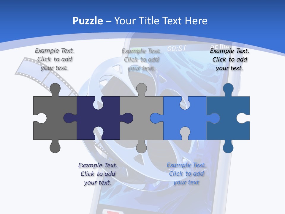 A Cell Phone With A Movie Reel On Top Of It PowerPoint Template