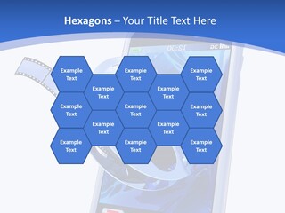 A Cell Phone With A Movie Reel On Top Of It PowerPoint Template