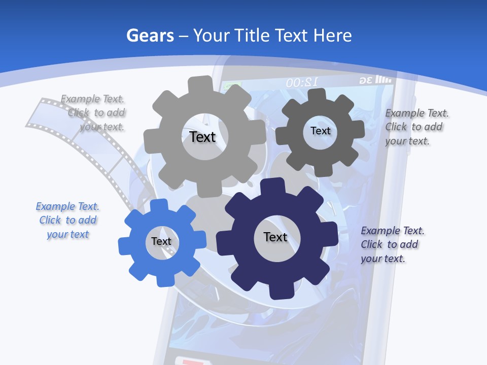 A Cell Phone With A Movie Reel On Top Of It PowerPoint Template