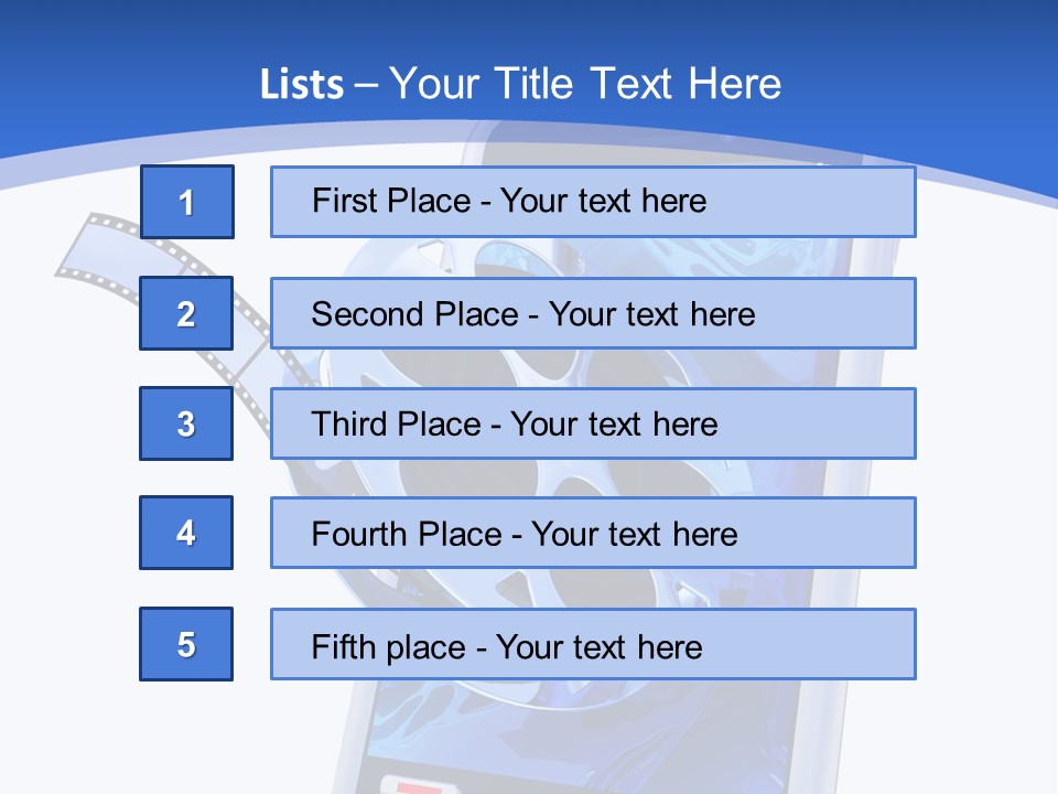 A Cell Phone With A Movie Reel On Top Of It PowerPoint Template