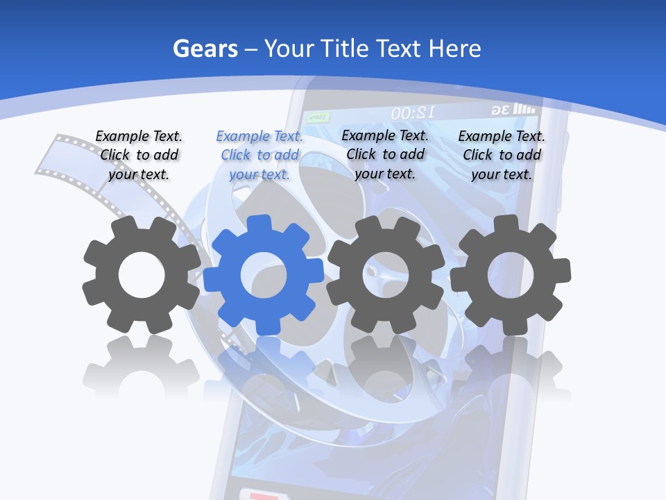 A Cell Phone With A Movie Reel On Top Of It PowerPoint Template