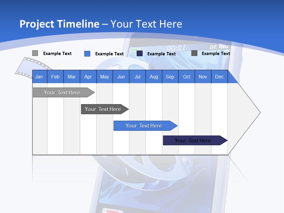 A Cell Phone With A Movie Reel On Top Of It PowerPoint Template